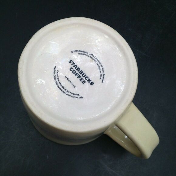 Starbucks Daily Cup Coffee Mug 12oz Artisan Look Cream with Brown Interior 2008 - Picture 6 of 8